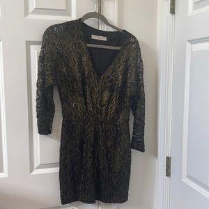 Trina Turk size 2 gold black dress with lace